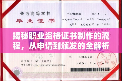 紫金揭秘职业资格证书制作的流程，从申请到颁发的全解析